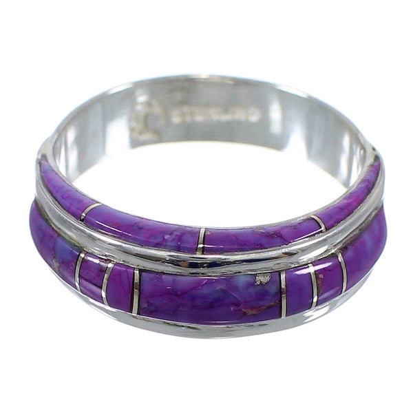 Southwest Sterling Silver Magenta Turquoise Inlay Ring Size 6-1/4 AX87122